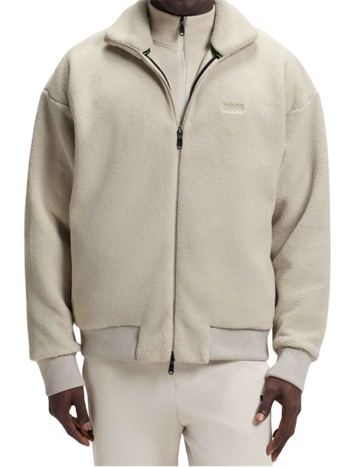 Felpa con zip effetto teddy Boss Green | Felpe | 50569780272