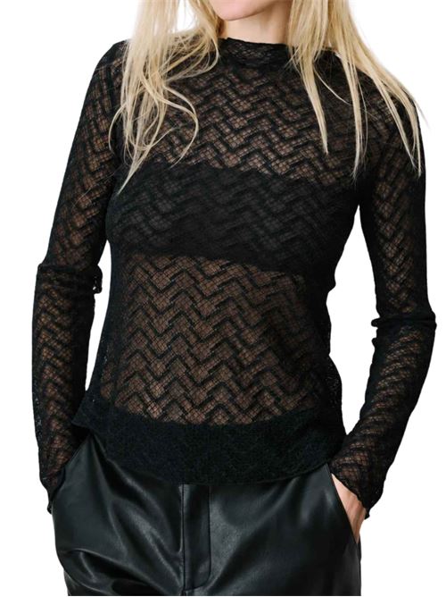 Top a maniche lunghe in pizzo Grace & Mila | T-shirt | FW2617049NOIR