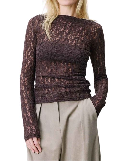 Top in pizzo drappeggiato Grace & Mila | T-shirt | FW2617050CHOC