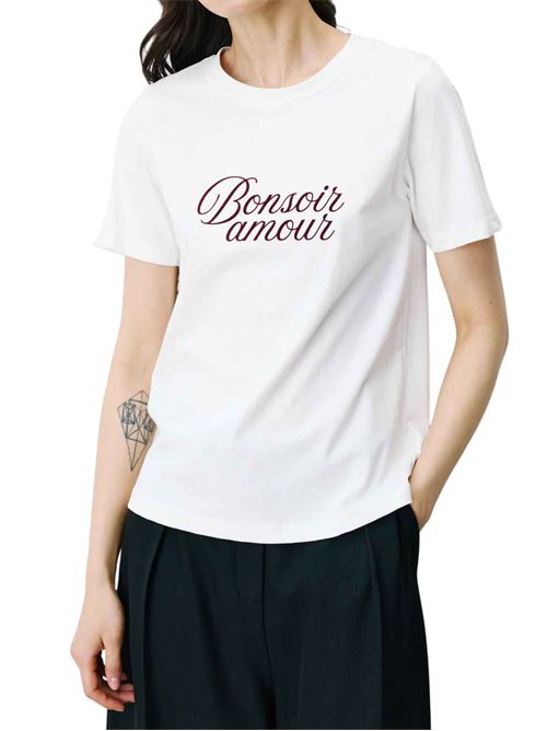 T-shirt girocollo con stampa in velour Grace & Mila | T-shirt | FW2617068IVOIRE