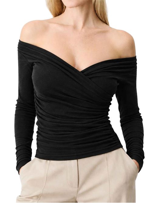 Top drappeggiato con incrocio Grace & Mila | T-shirt | FW2617090NOIR