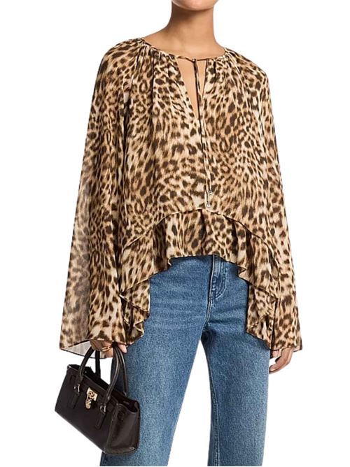 Blusa in georgette con stampa animalier Michael Kors | Camicie | MF6414BLE4211