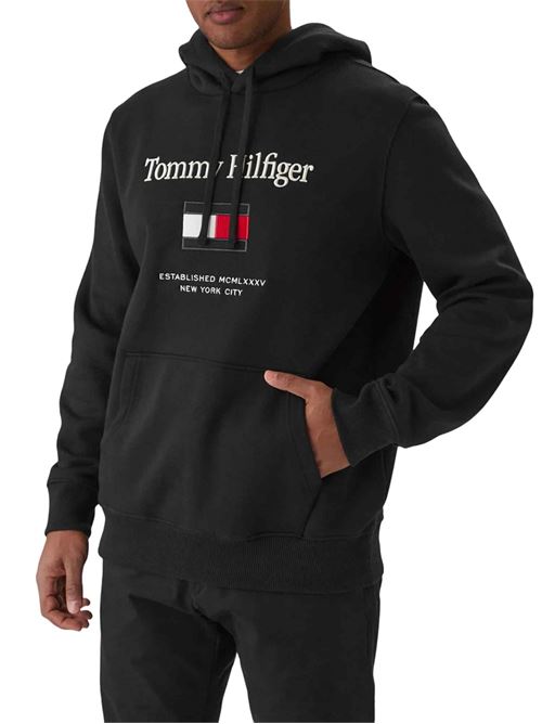 Felpa con cappuccio con logo ricamato Tommy Hilfiger | Felpe | MW0MW42735BDS