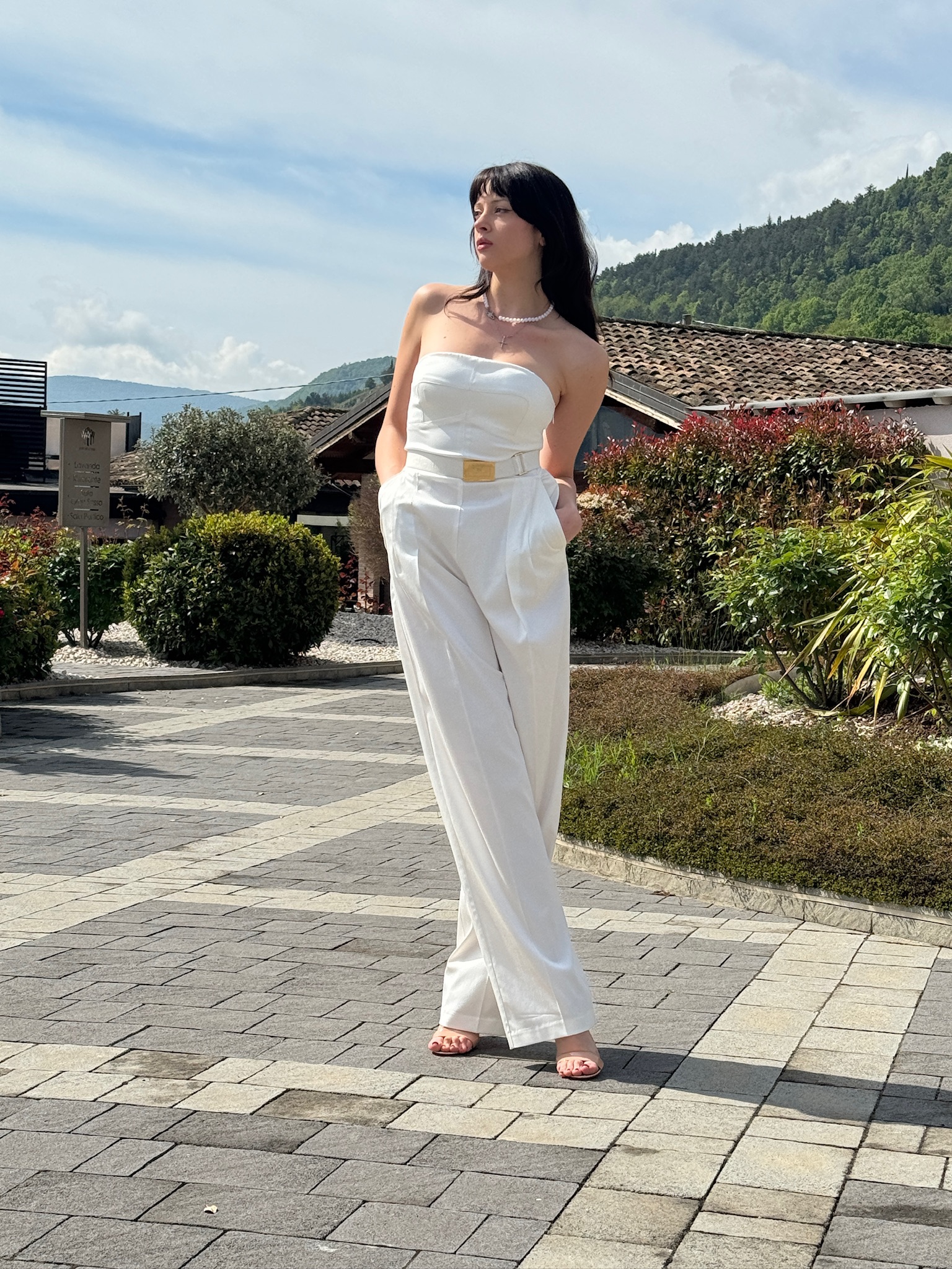 Tuta intera panna in lyocell Elisabetta Franchi | TU05152E2100