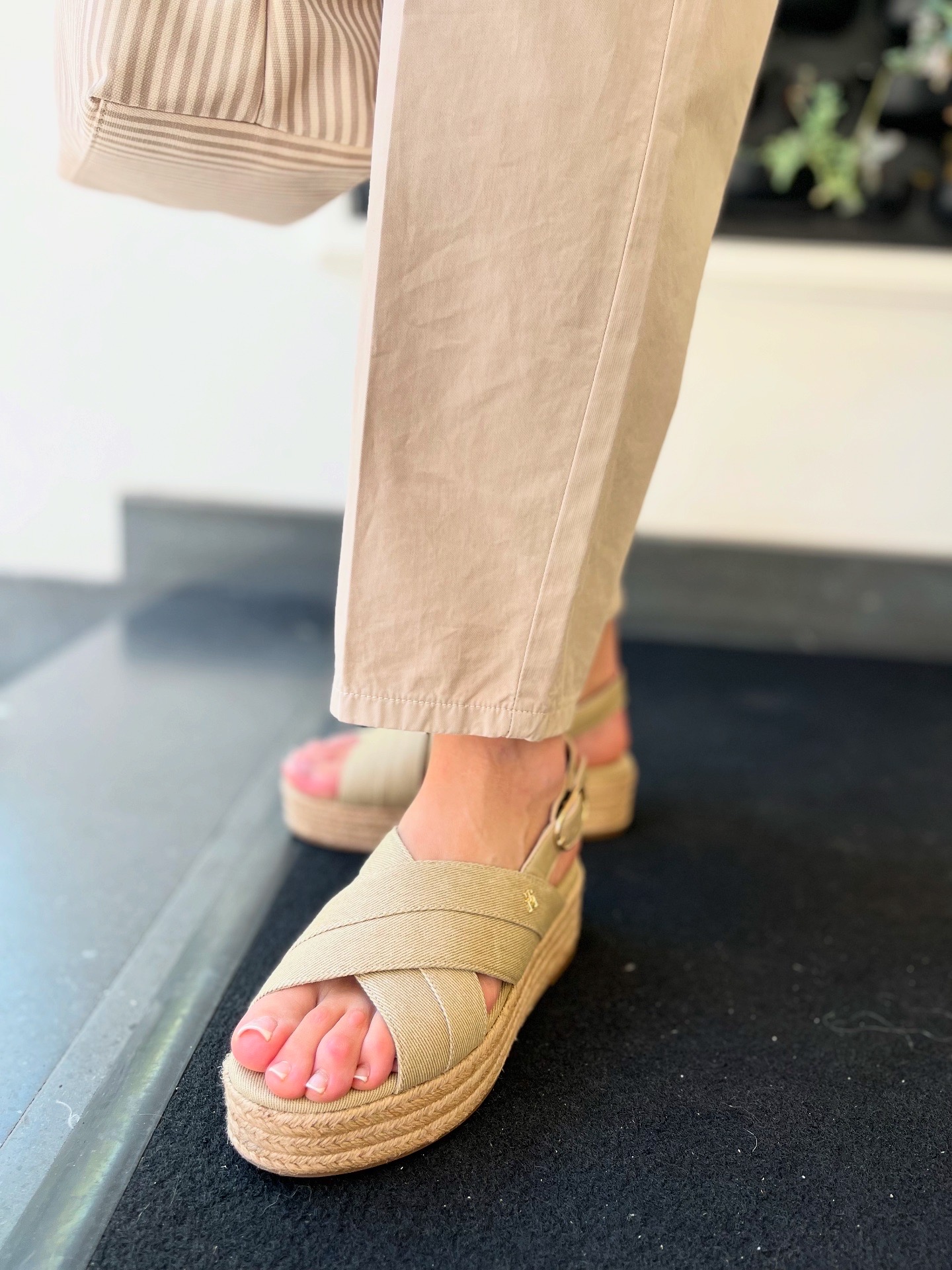 Sandalo donna beige in denim Tommy Hilfiger | FW0FW08669ACC