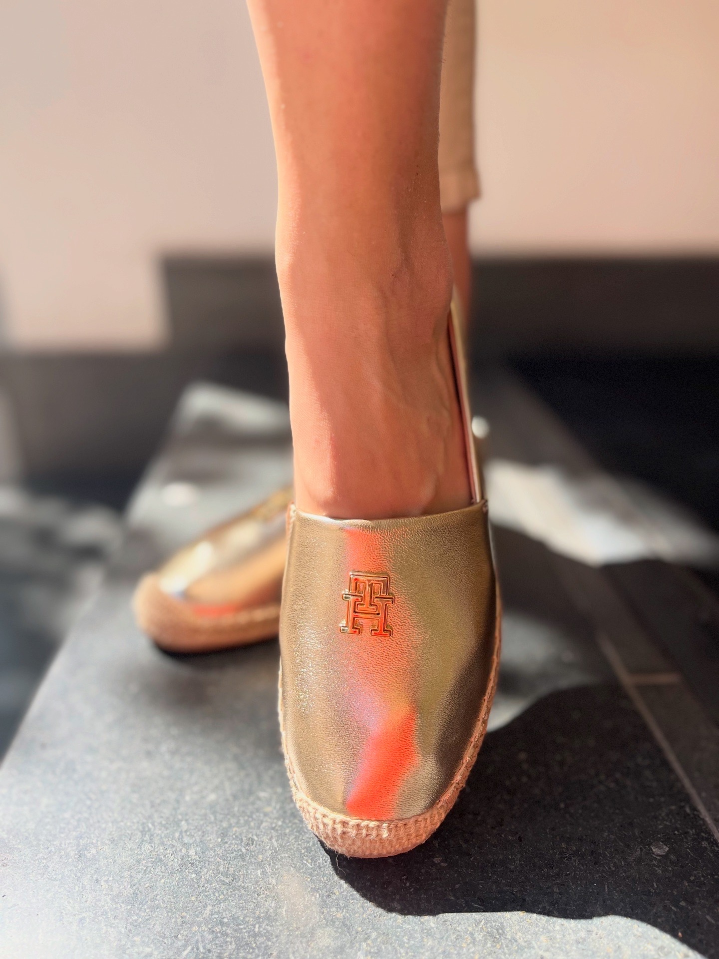 Espadrilla donna oro in pelle Tommy Hilfiger | FW0FW086520HS