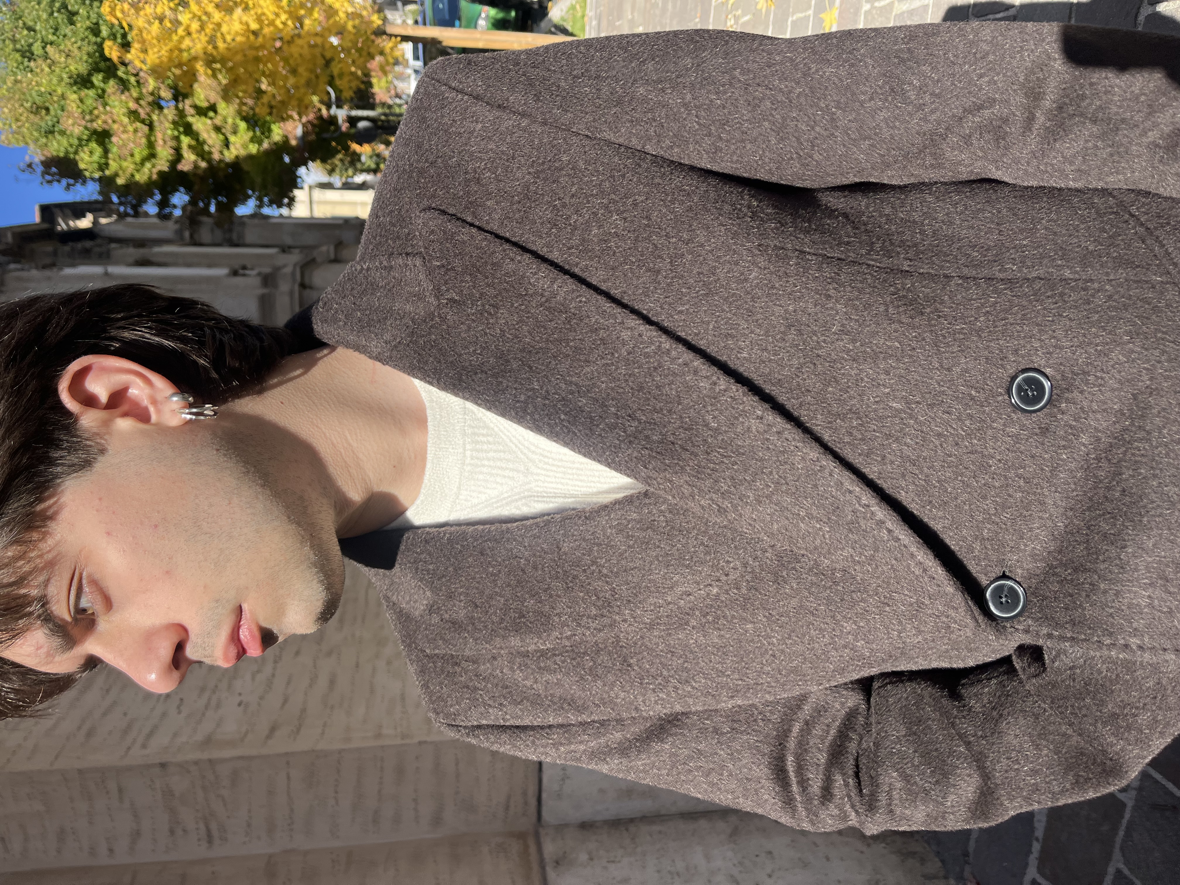 Cappotto slim fit in lana vergine e cashmere tortora Hugo Boss | 50525739252